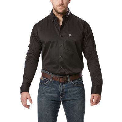 Ariat Western: Team Logo Twill Classic Fit Camisa Hombre - Negras / Blancas (QWZCJ8034)